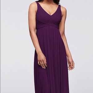 Davids Bridal Plum Long Mesh Dress with Cowl Back